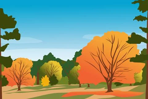 Vector autumn landscape with the image of trees and glades Stock Illustration