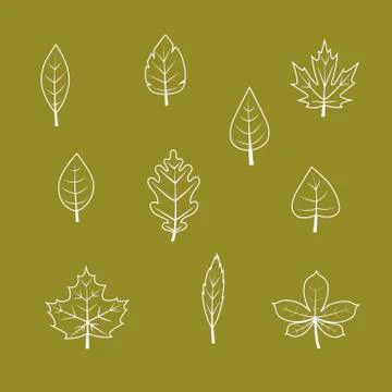 Vector autumn leaf icon set Stock Illustration