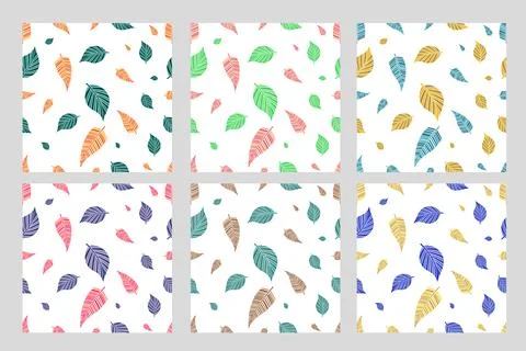 Vector autumn leaf, linear drawn leaves, bright illustration of a seamless .. Stock Illustration