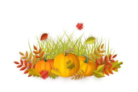 Vector autumn leaves, pumpkin pattern 스톡 일러스트