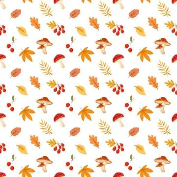 Vector autumn leaves seamless pattern Stock Illustration