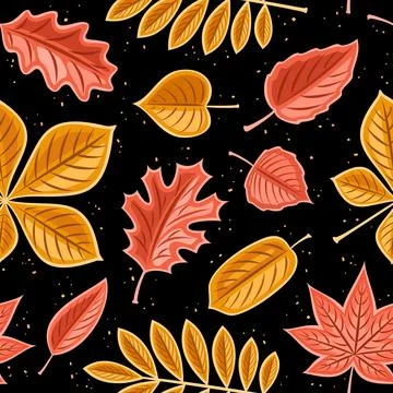Vector Autumn Leaves seamless pattern Stock Illustration