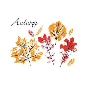 Vector autumn leaves set. Design for poster, banners, greeting cards Stock Illustration