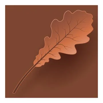 Vector autumn paper cut 3d oak leaf with shadow on brown background. Illustrazione stock