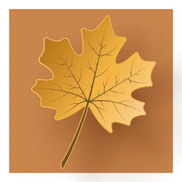 Vector autumn paper cut 3d maple leaf with shadow on brown background. Ilustración de archivo