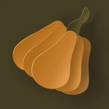 Vector autumn paper cut 3d pumpkin with shadow on brown background. Stock Illustration