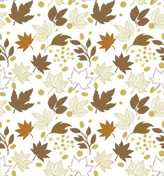 Vector autumn seamless pattern with falling leaves. Botanical repeated texture Stock Illustration