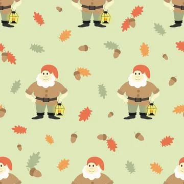 Vector autumn seamless pattern with leaves and acorns Illustrazione stock