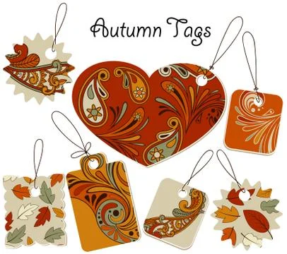 Vector autumn tags Illustrazione stock