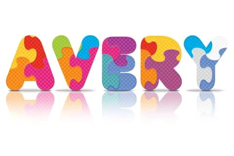 Vector avery written with alphabet puzzle Stock Illustration