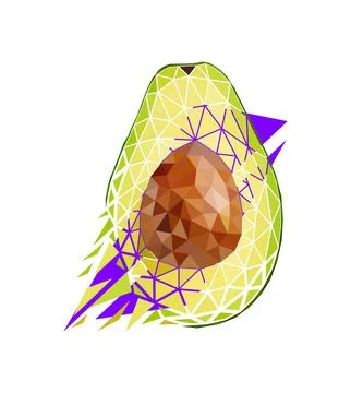 Vector avocado in low poly style Stock Illustration