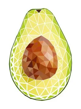 Vector avocado in low poly style Illustrazione stock