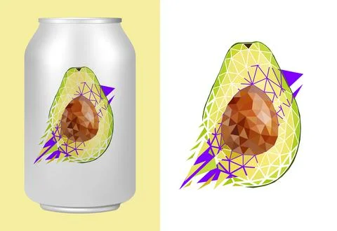 Vector avocado in low poly style . Editable illustration Stock Illustration