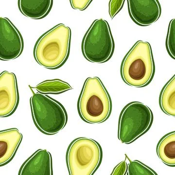 Vector Avocado Seamless Pattern Stock Illustration