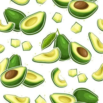 Vector Avocado Seamless Pattern Stock Illustration