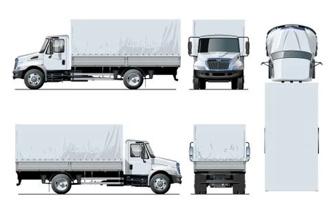 Vector awning flatbed truck template isolated on white background Stock Illustration