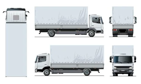 Vector awning flatbed truck template isolated on white background Stock Illustration