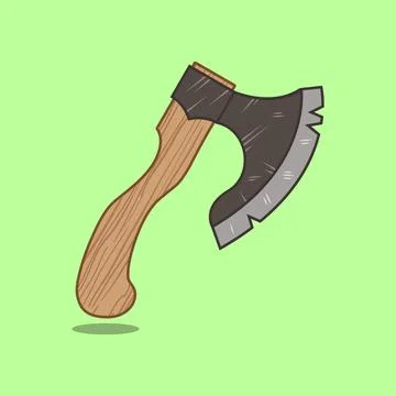 Vector axe with wooden handle Stock Illustration
