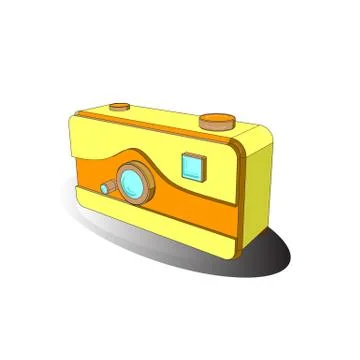 Vector. Axonometry. Pocket digital camera.3D. Draught in gray, white and yellow Stock Illustration