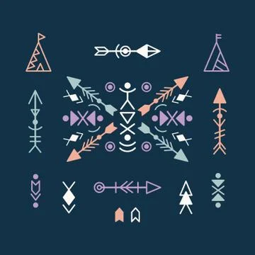 Vector Aztec Ethnic Ornament Elements Stock Illustration