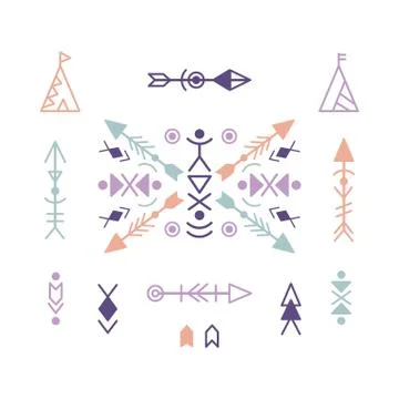 Vector Aztec Ethnic Ornament Elements Stock Illustration