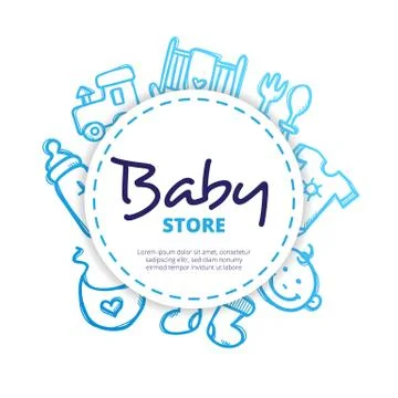 Vector baby icons circle composition. Stock Illustration