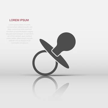 Vector baby pacifier icon in flat style. Child toy nipple sign illustration.. Stock Illustration