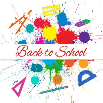 Vector Back to School Banner over Bright Ink Color Blots Stock Illustration