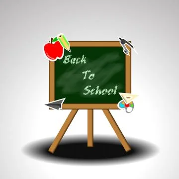 Vector : Back to school with blackboard and stationery background Stock Illustration