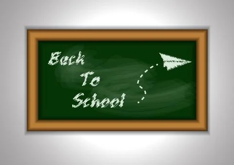 Vector : Back to school with blackboard and origami airplane backgrond Stock Illustration
