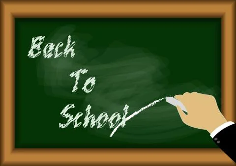 Vector : Back to school on blackboard with hand Stock Illustration