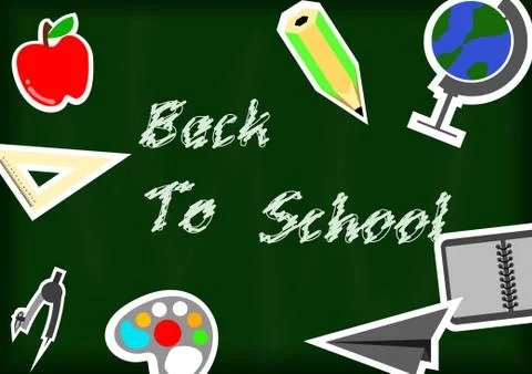Vector : Back to school with blackground and stationery background Stock Illustration