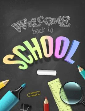 Vector back to school colorful concept with supplies Stock Illustration