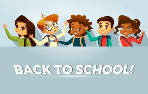 Vector back to school kids poster template Stock Illustration