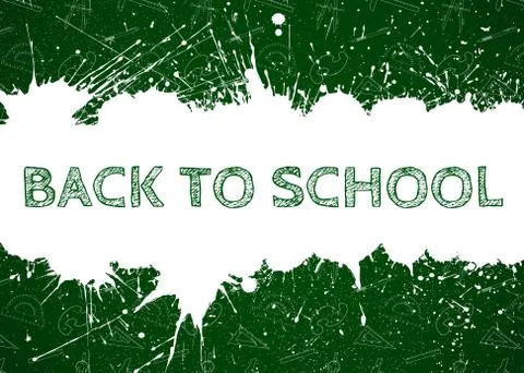 Vector Back To School over ink blots Stock Illustration