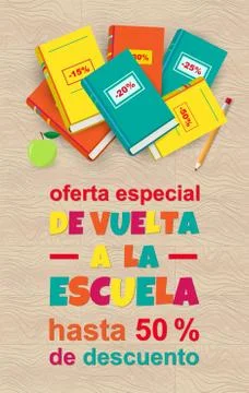 Vector Back to School Sale poster in Spanish language. Stock Illustration