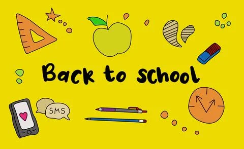Vector back to school on a yellow background Stock Illustration