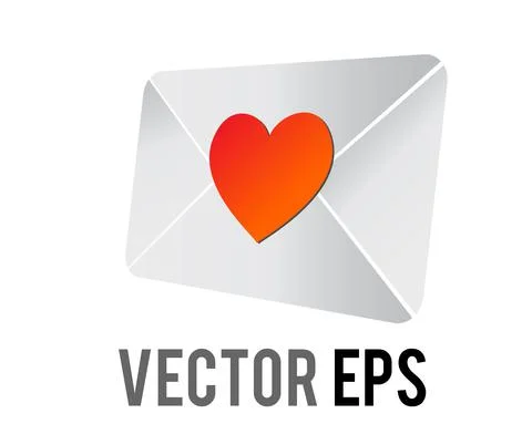 Vector back of white envelope icon and sealed with red heart Stock Illustration