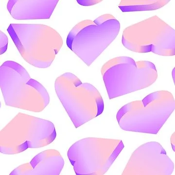 Vector background with 3d hearts. Seamless pattern with isometric hearts wi.. Stock Illustration