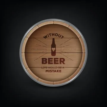 Vector Background with 3d Realistic Wooden Barrel Lid for Storing Alcoholic Stock Illustration