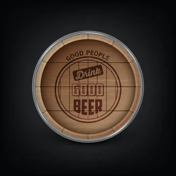 Vector Background with 3d Realistic Wooden Barrel Lid for Storing Alcoholic Stock Illustration