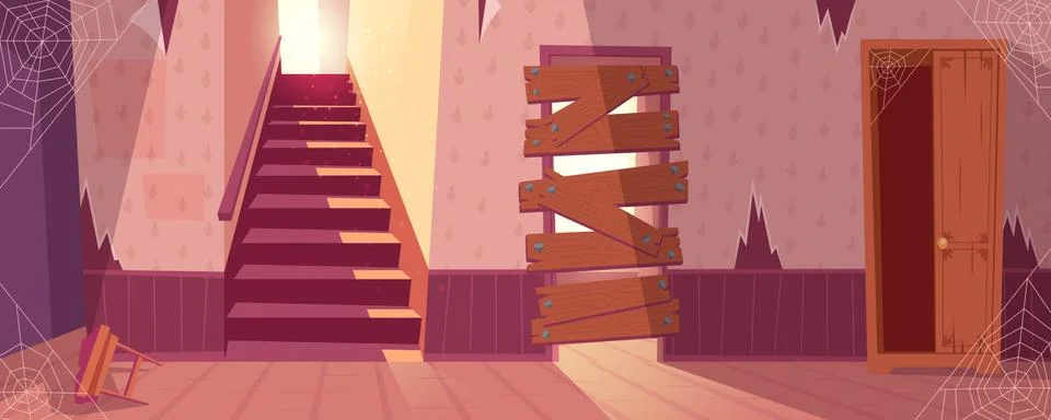 Vector background of abandoned house, desolate building Stock Illustration