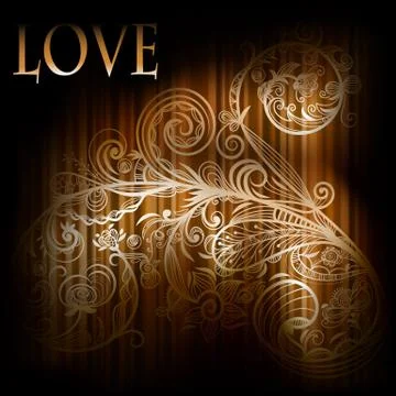 Vector background with abstract floral element and stripes Stock Illustration