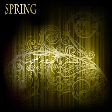 Vector background with abstract floral element and stripes Stock Illustration