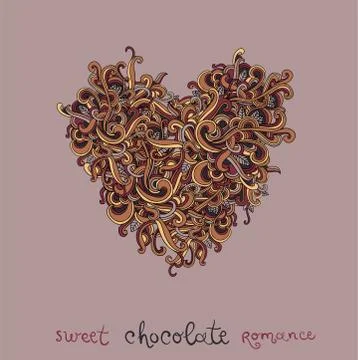 Vector background with abstract Heart curls Stock Illustration