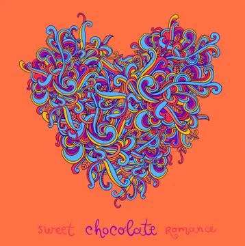 Vector background with abstract Heart curls Stock Illustration