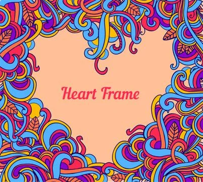 Vector background with abstract Heart frame curls Stock Illustration