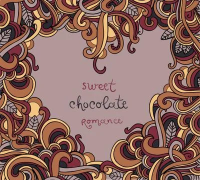 Vector background with abstract Heart frame curls Stock Illustration