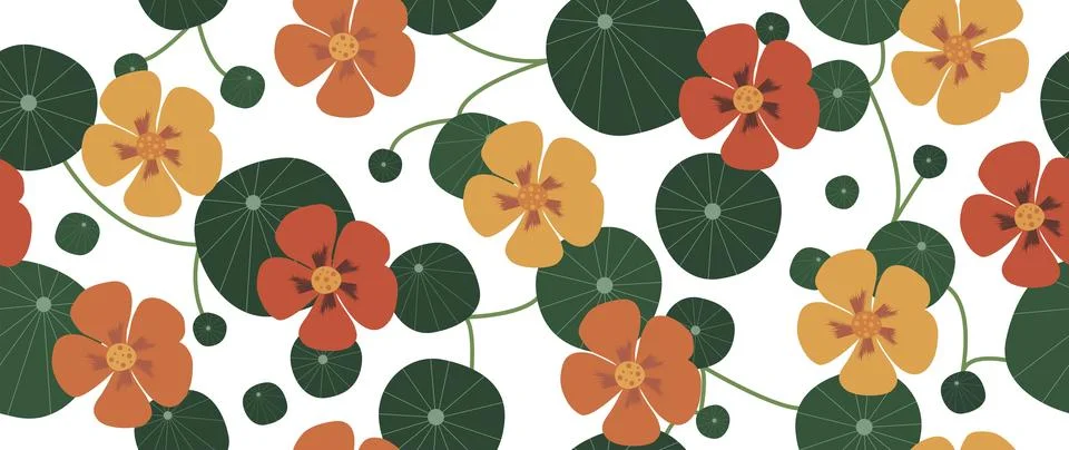 Vector background. Abstract illustration of seamless floral pattern in yellow Stock Illustration
