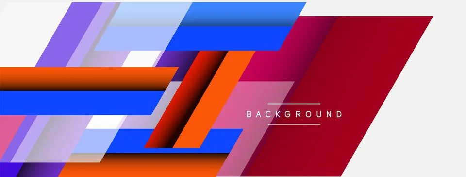 Vector background. Abstract overlapping color lines design with shadow effects Stock Illustration